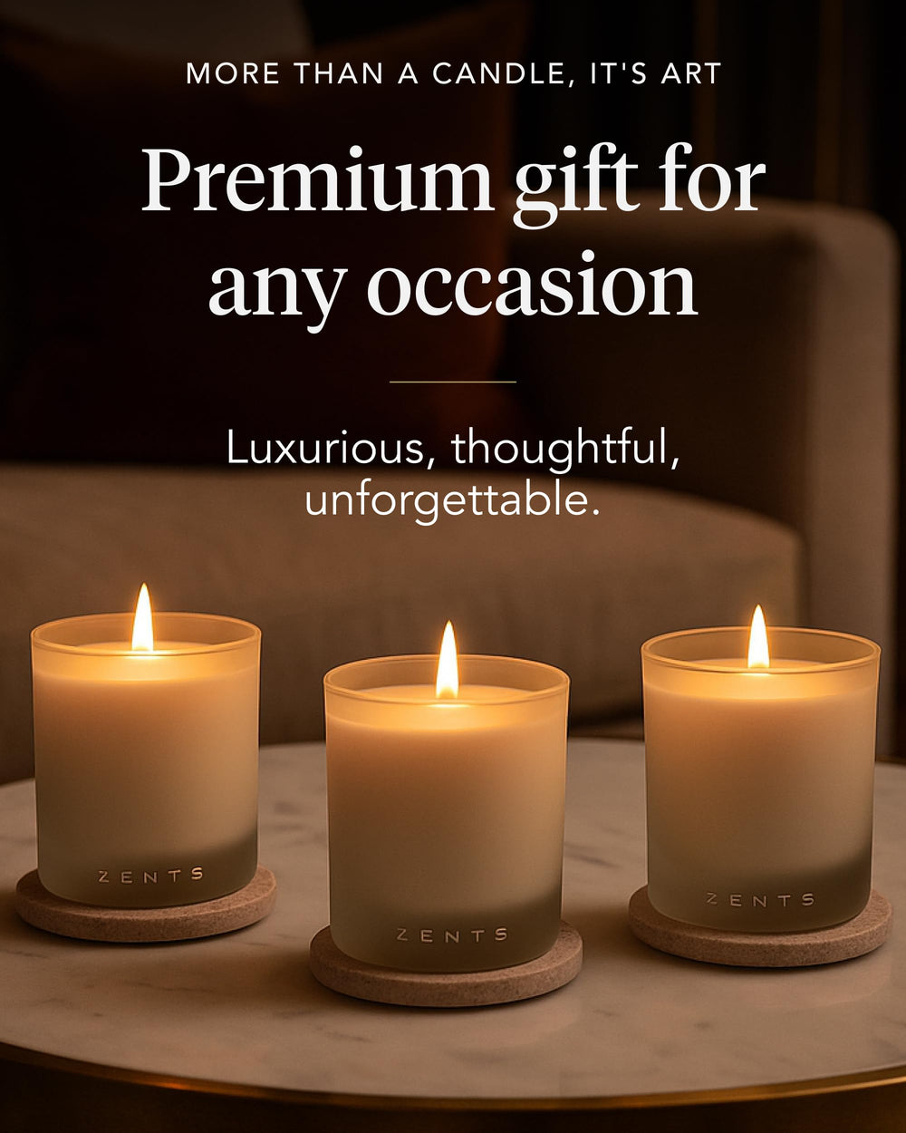 Zents gift-ready packaging signals a premium present.