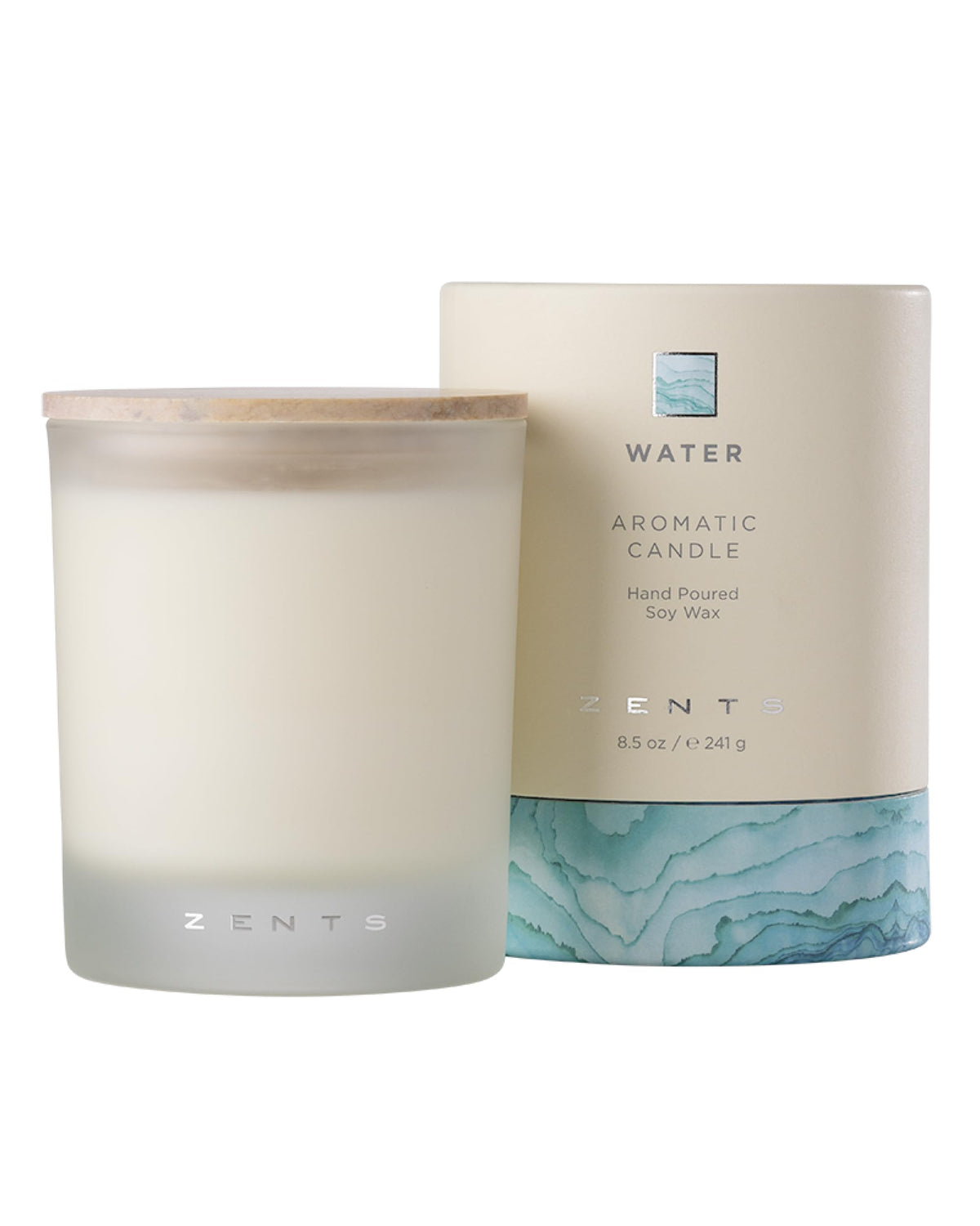 Zents Water Chamomile Coriander Lemon candle in a jar elevates living space with fresh aroma.