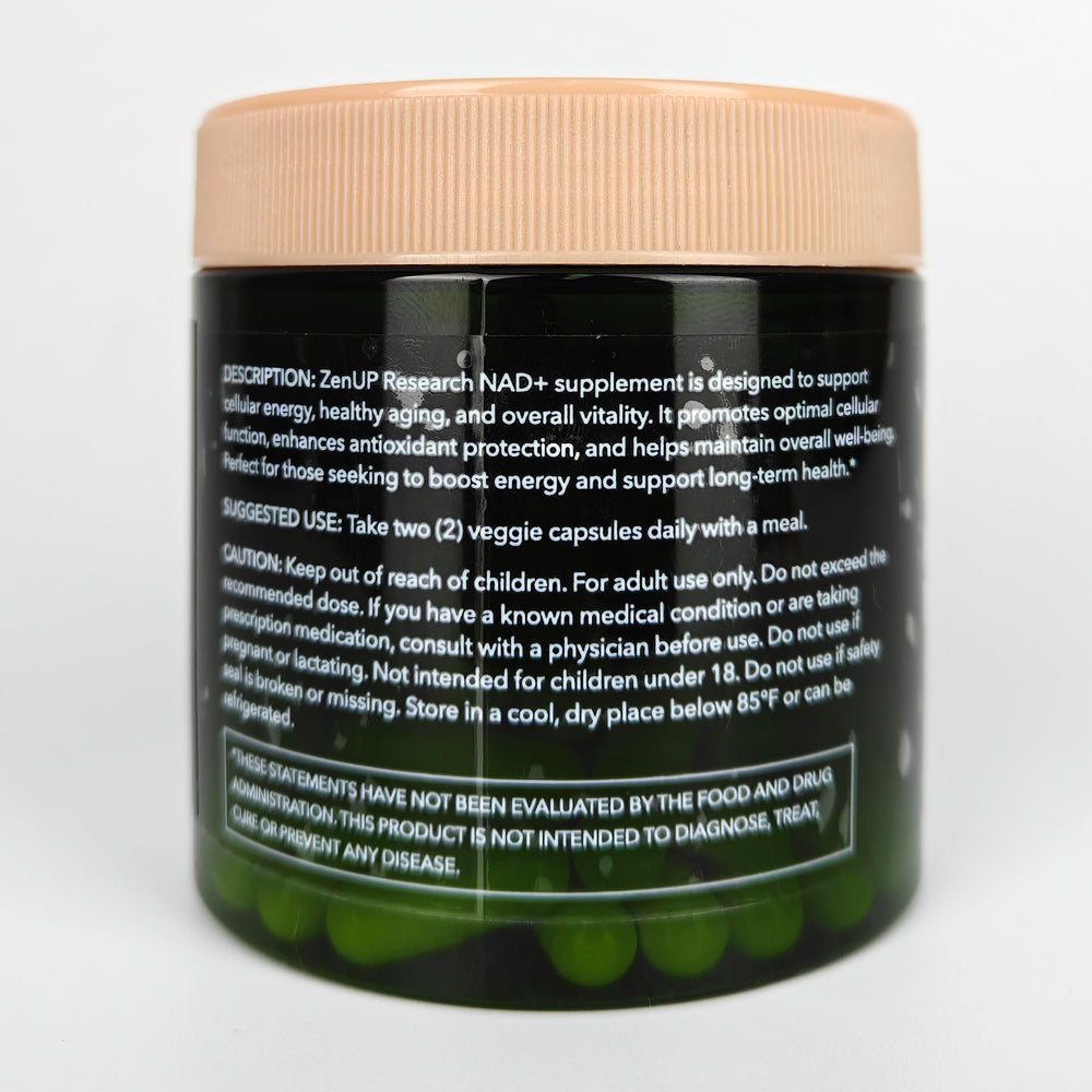 ZenUP NAD+ capsules in hand illustrating convenient daily capsules.