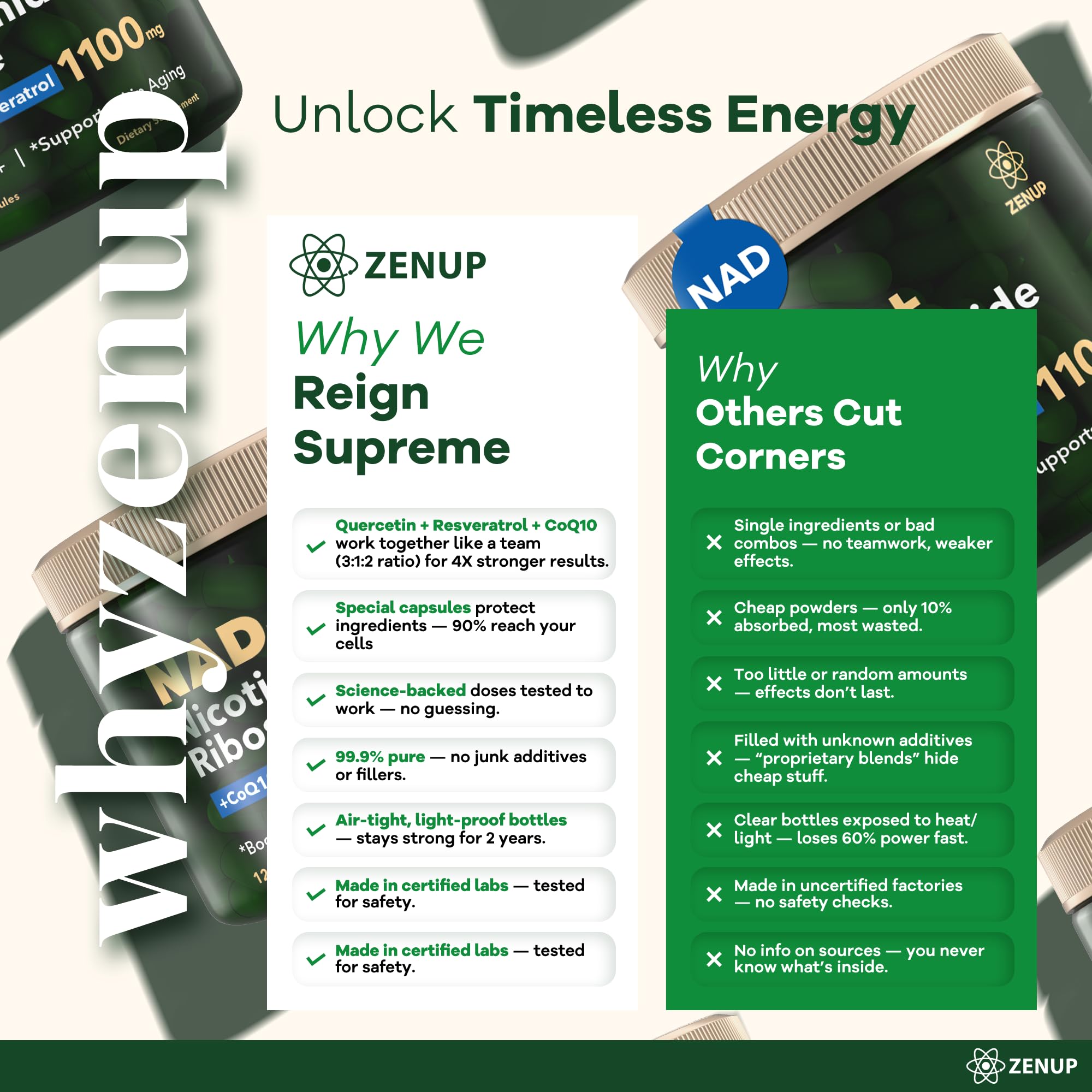 ZenUP NAD+ energy visual implying sustained stamina.