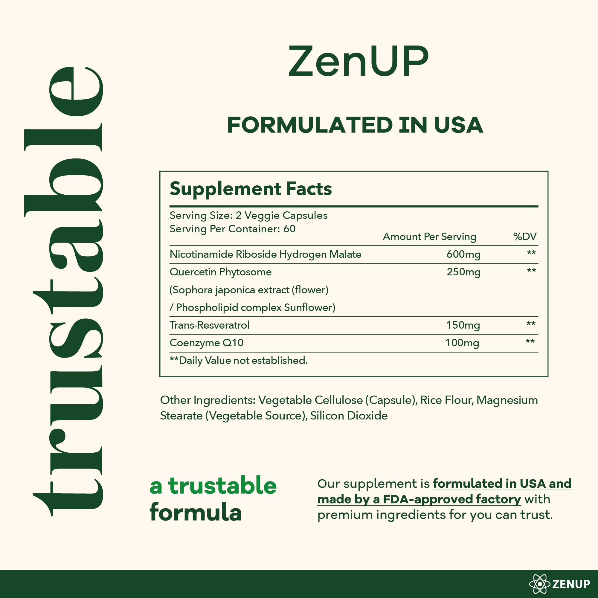 ZenUP NAD+ on kitchen counter suggests morning routine integration.