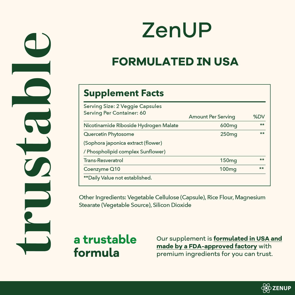 ZenUP NAD+ on kitchen counter suggests morning routine integration.