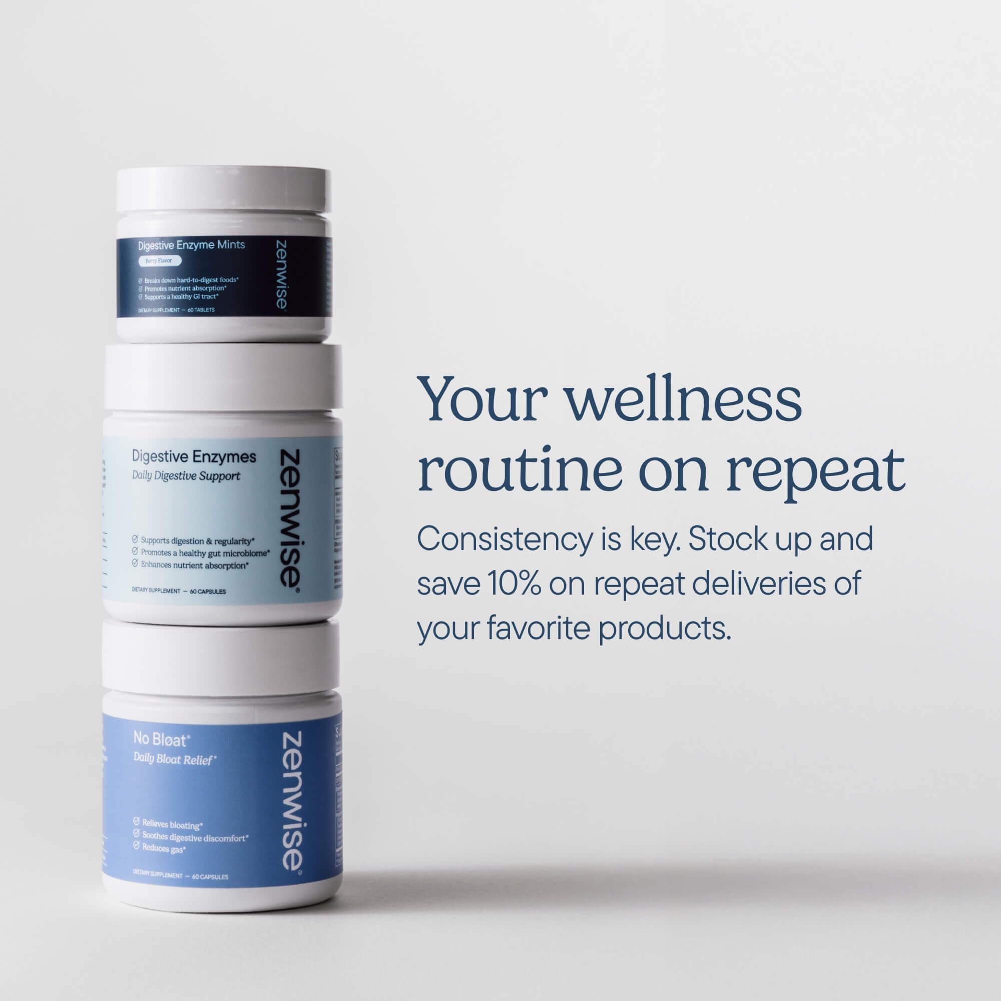 Zenwise Health Digestive Enzyme Mints bottle contains 60 chewable tablets for daily use.
