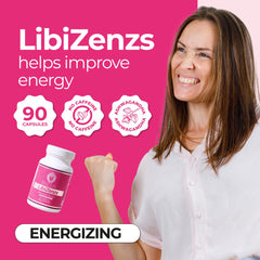 ZENZSUAL Libizenzs capsules feature Maca, Ashwagandha and Ginseng for calm stamina.