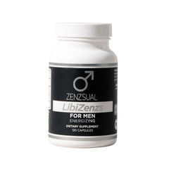 ZENZSUAL LibiZenzs Men bottle front promotes vitality for daily wellness.