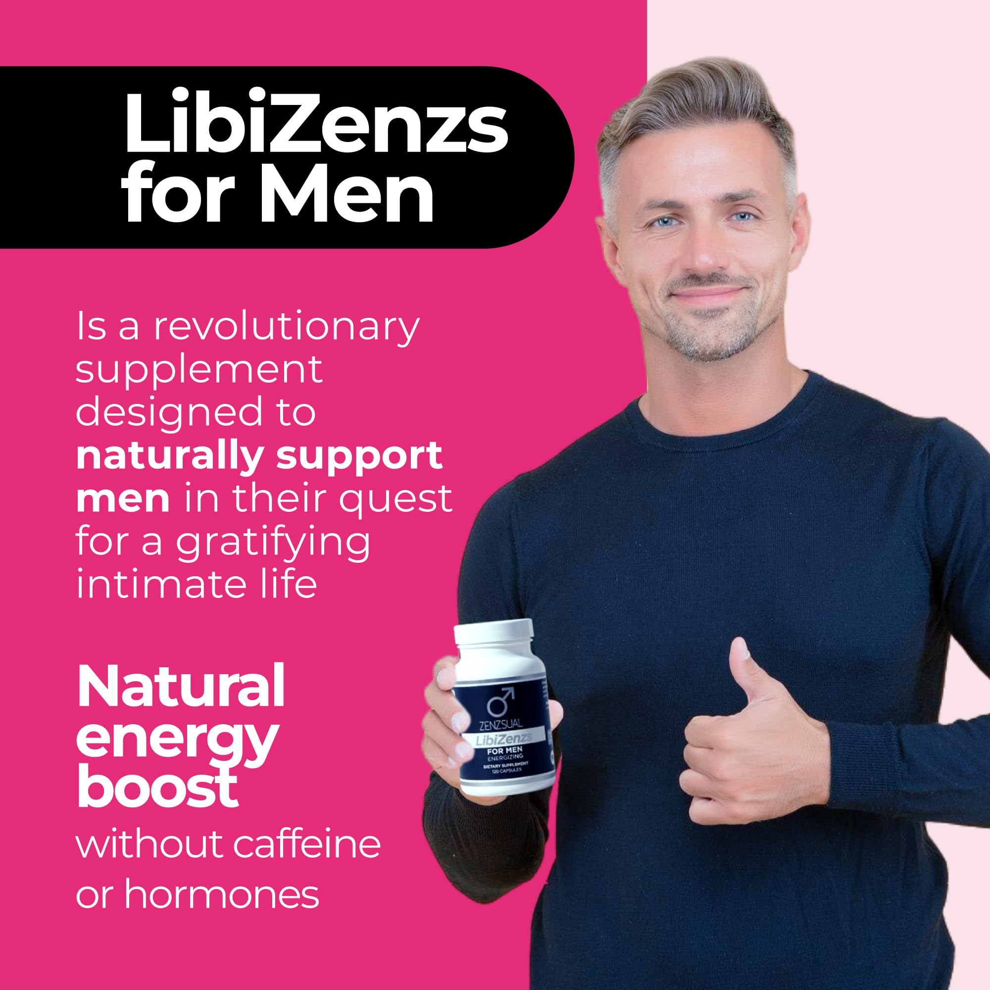 ZENZSUAL LibiZenzs Men natural herbs display conveys daily stamina potential.