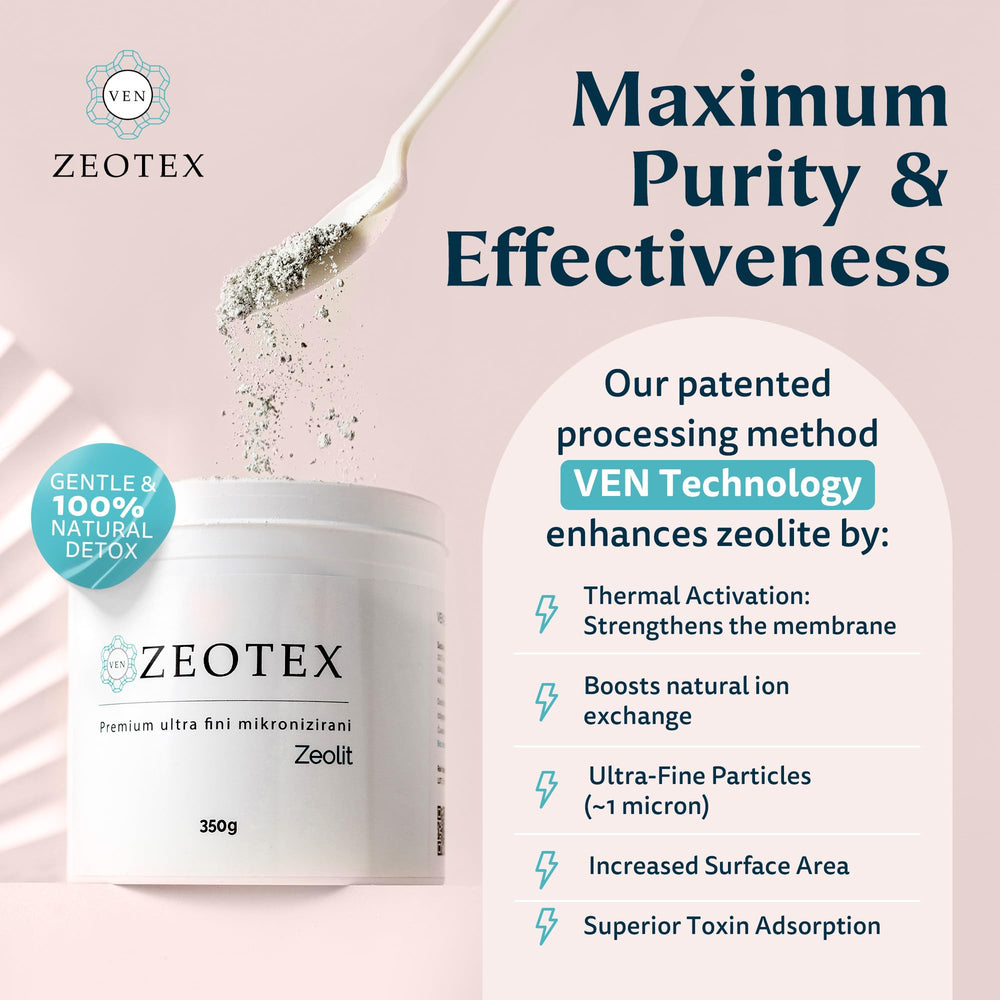 Hand holding the Zeotex daily dosage scoop for simple use.