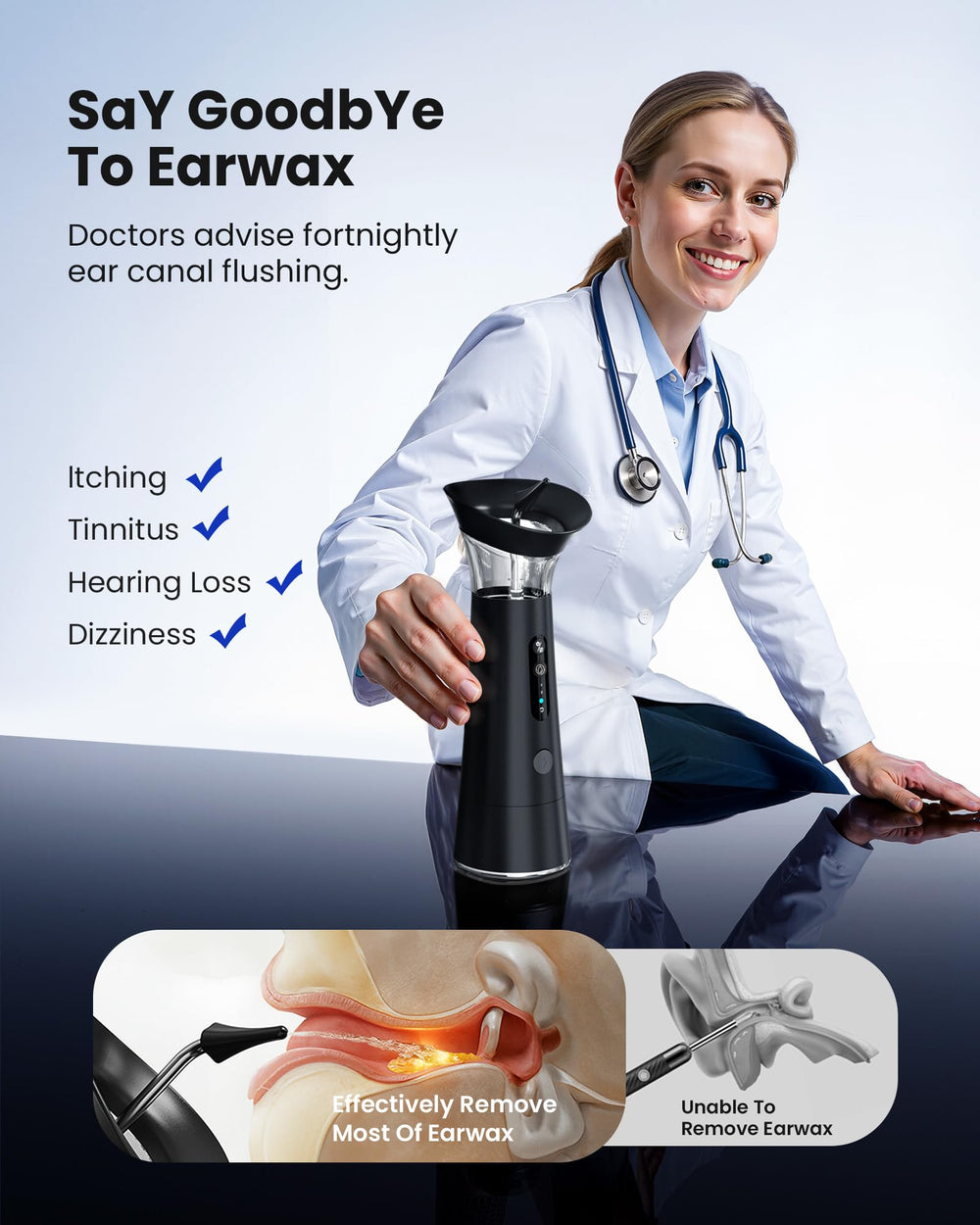 Zephronic ear cleaner uses temperature sensors for safe use.