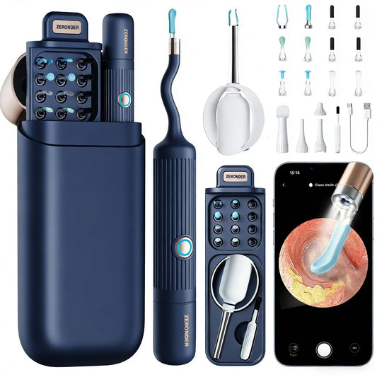 ZERONDER ear cleaner camera 1080p visual shows clear ear canal details for safe cleaning
