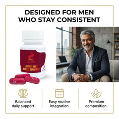 Capsule close-up shows vegan, non-GMO health formula.