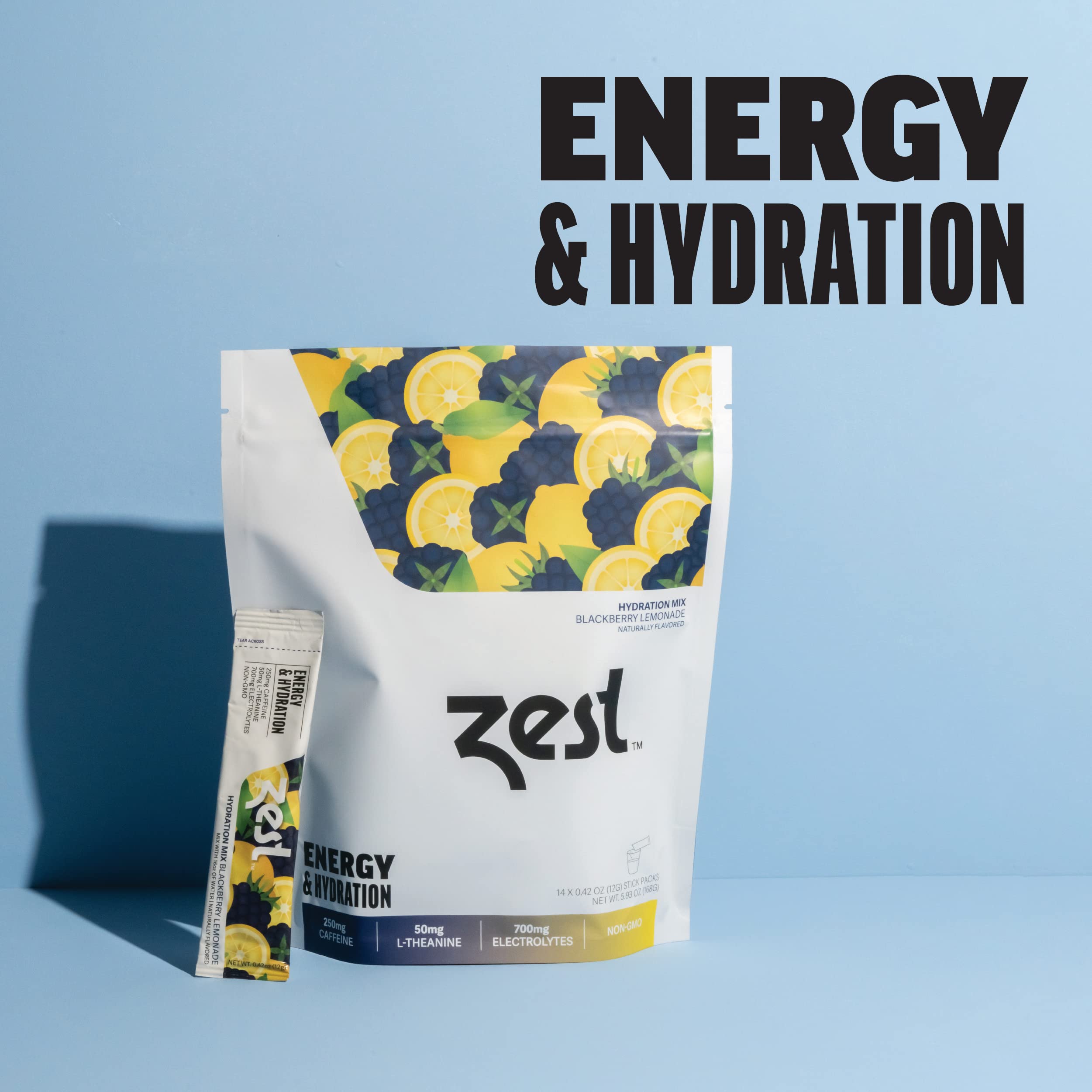 ZEST packets dissolving in water for quick, convenient hydration