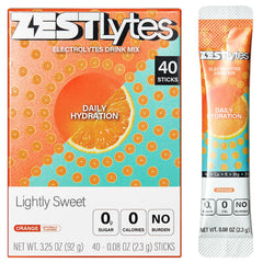 ZestLytes orange packet label, ideal for daily, zero-calorie hydration.