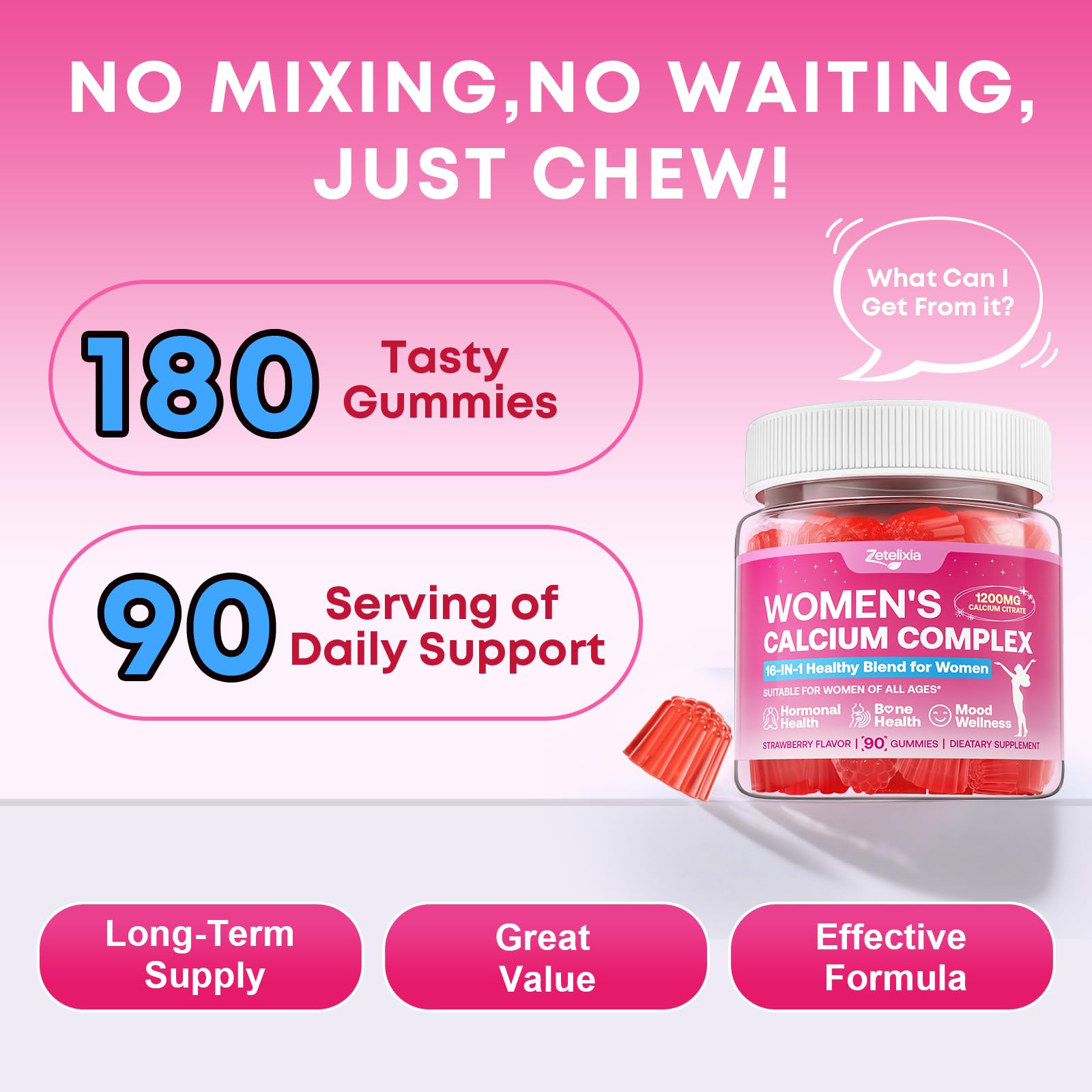 Zetelixia two pack calcium gummies women pack for value and convenience