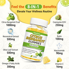Zetelixia Citrus Bergamot Gummies bottle back with ingredient highlights