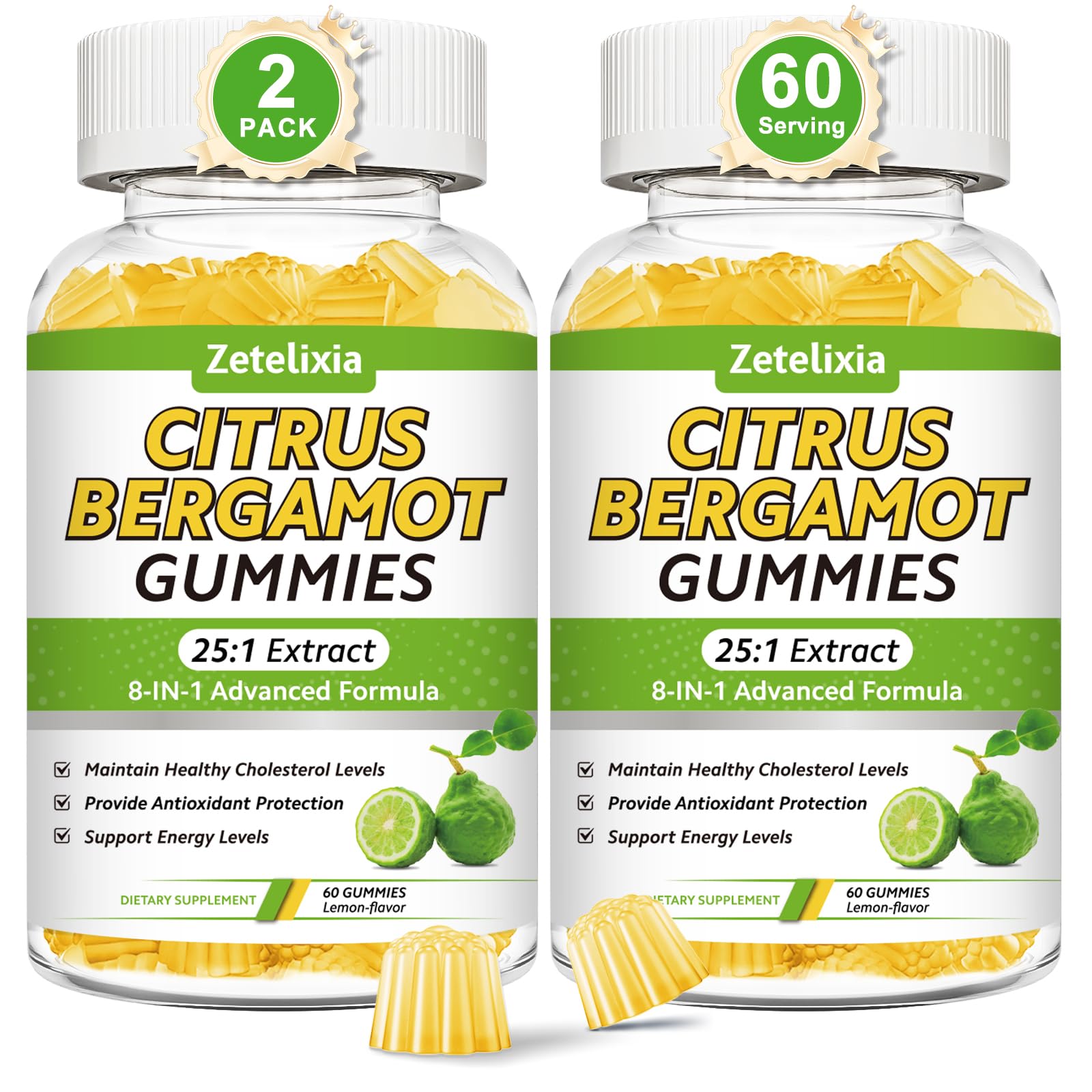 Zetelixia Citrus Bergamot Gummies bottle front for daily support and convenience