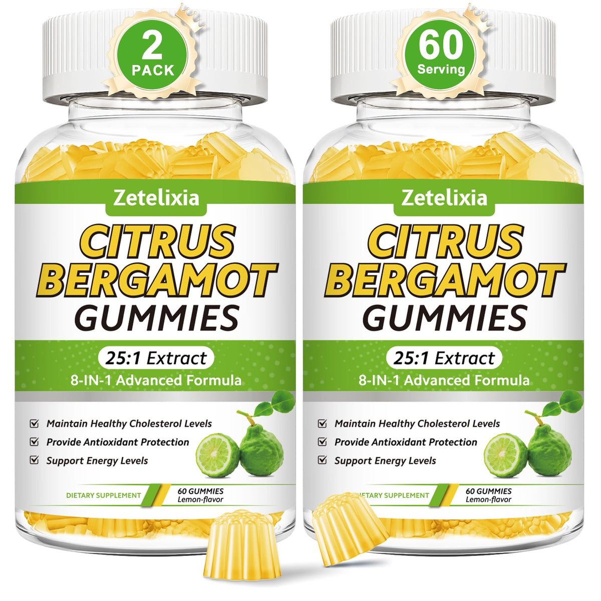 Zetelixia Citrus Bergamot Gummies bottle front for daily support and convenience