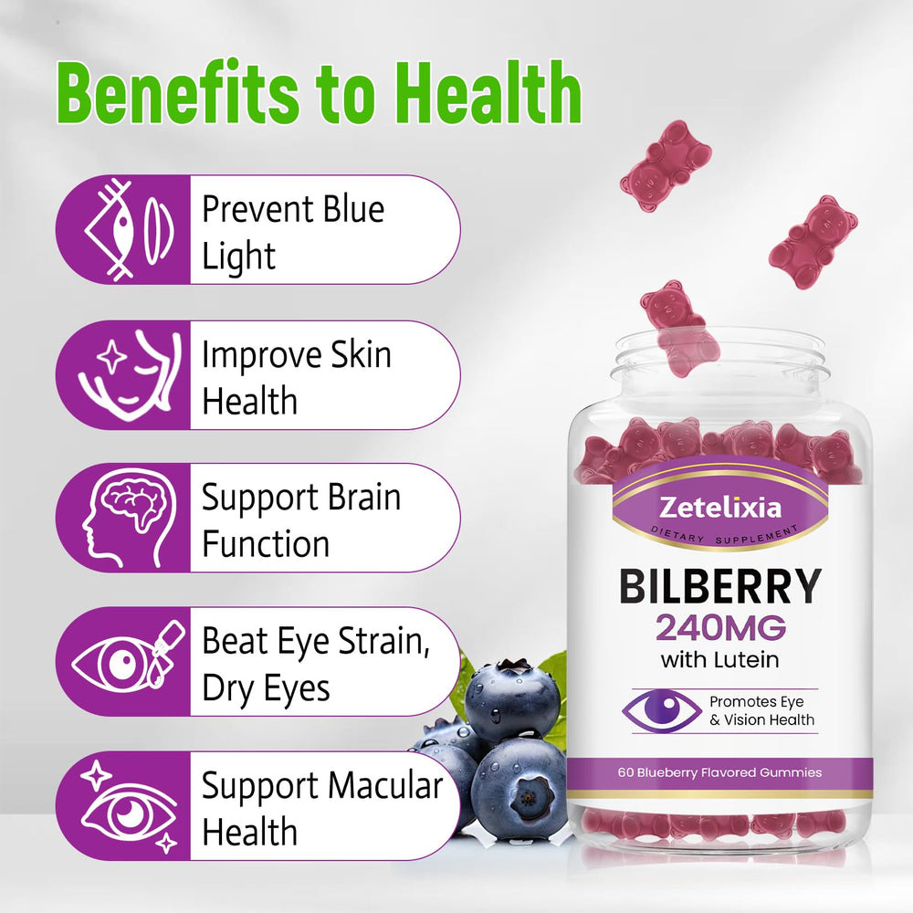 Zetelixia blueberry flavored gummies with tasty, eye-friendly nutrition.