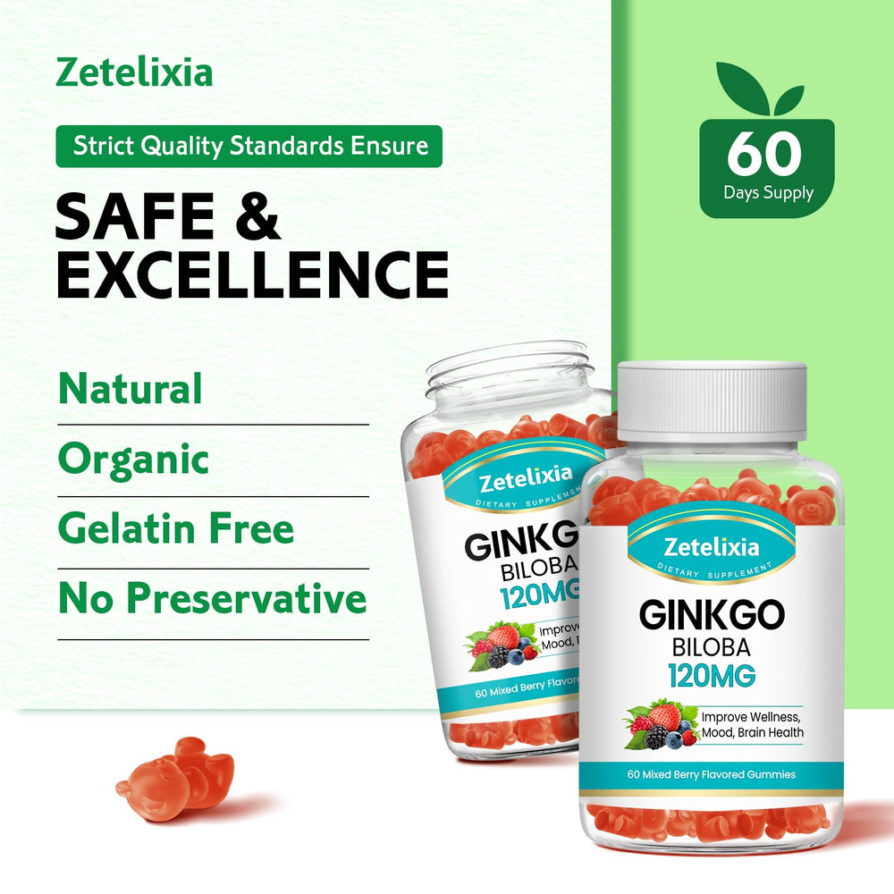 Zetelixia Ginkgo Biloba Gummies on desk setup for focus routine
