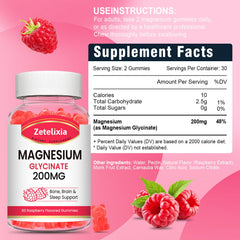 Zetelixia Magnesium Glycinate Gummies raspberry close-up—delicious texture and flavor.