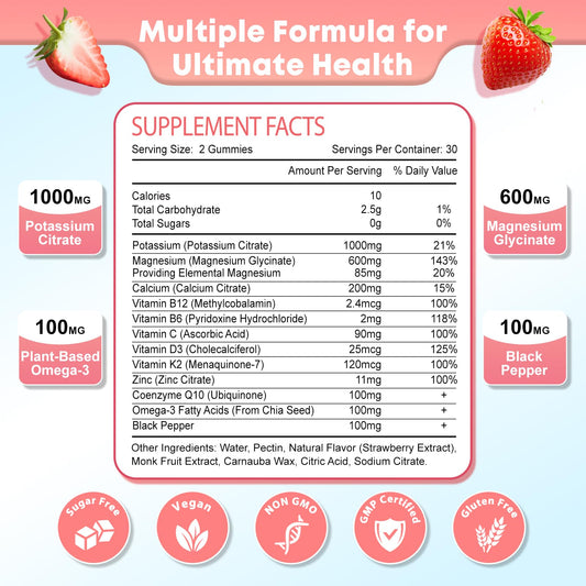 Zetelixia gummies label close-up showing 12 ingredients for wellness.