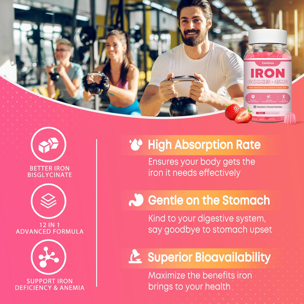 Zetelixia vegan iron gummies strawberry flavor close-up