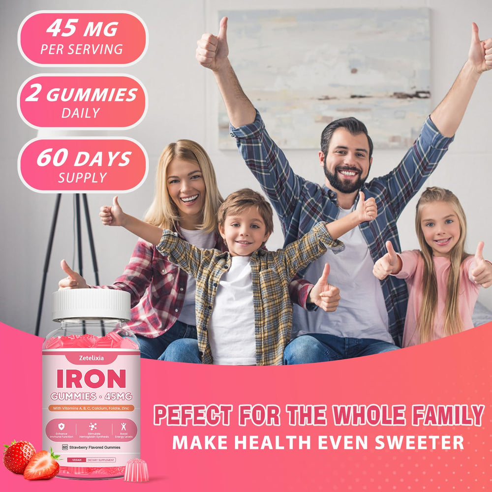 Zetelixia vegan iron gummies travel-friendly bottle in a bag