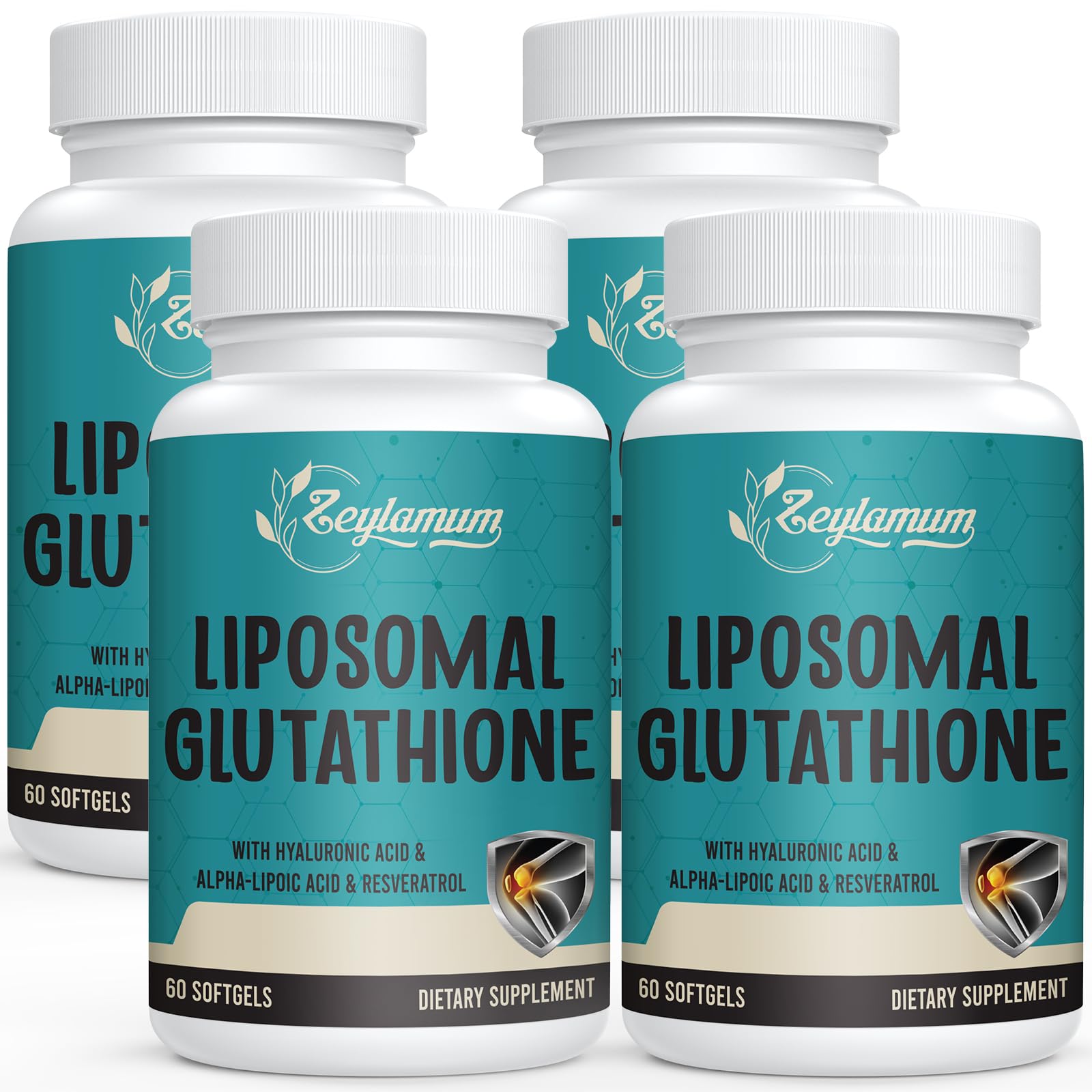 Zeylamum bottle of 2400 mg liposomal glutathione softgels for daily antioxidant support.