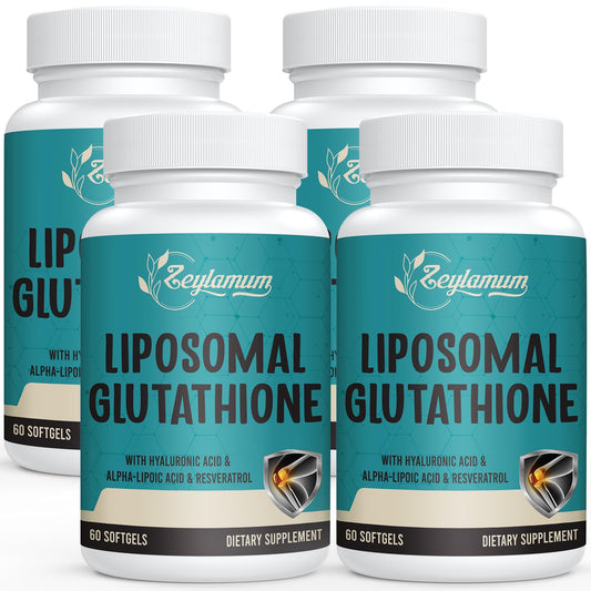 Zeylamum bottle of 2400 mg liposomal glutathione softgels for daily antioxidant support.