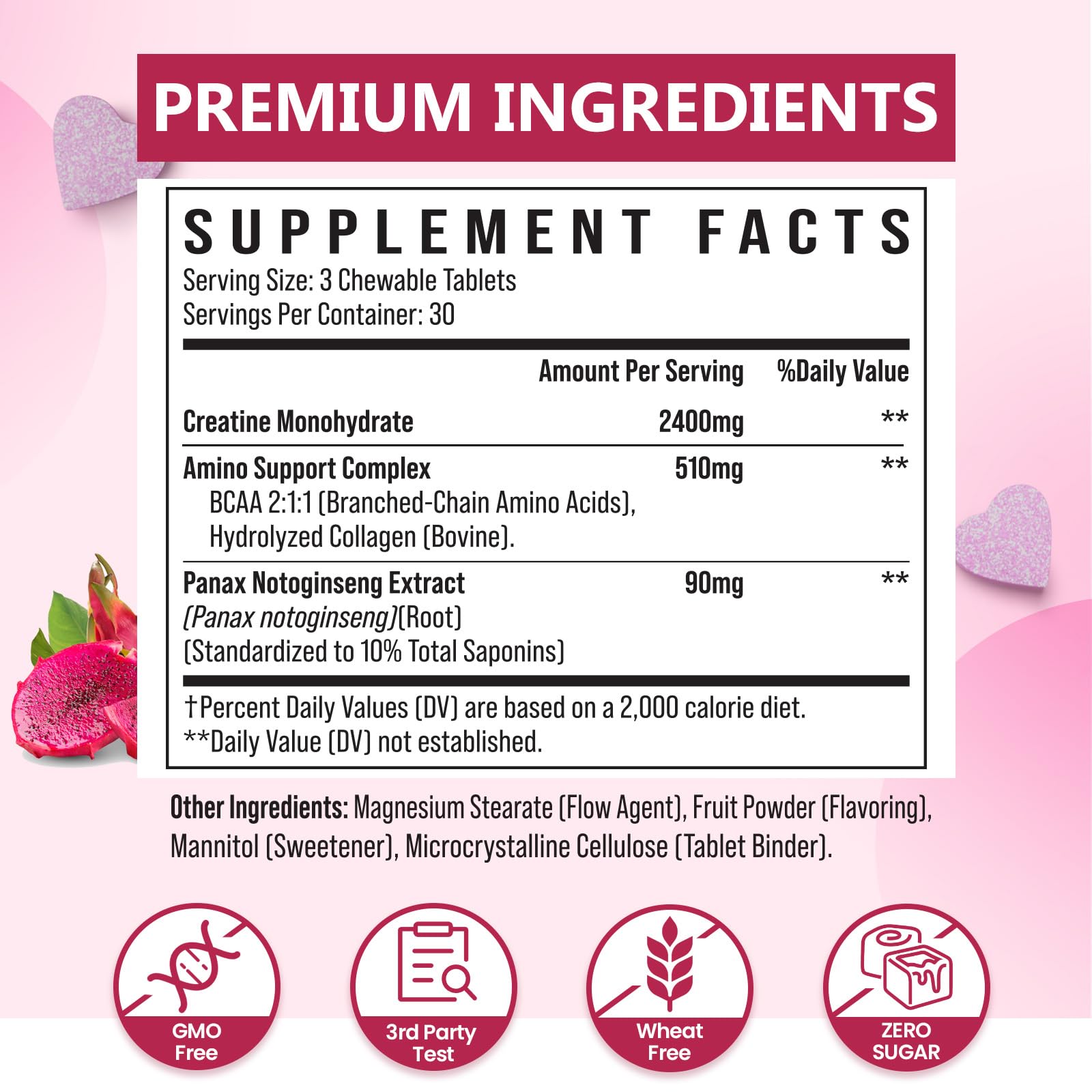 Dragon-fruit chews from Zeylamum Creatine for Women for convenient on-the-go nutrition