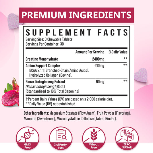 Dragon-fruit chews from Zeylamum Creatine for Women for convenient on-the-go nutrition