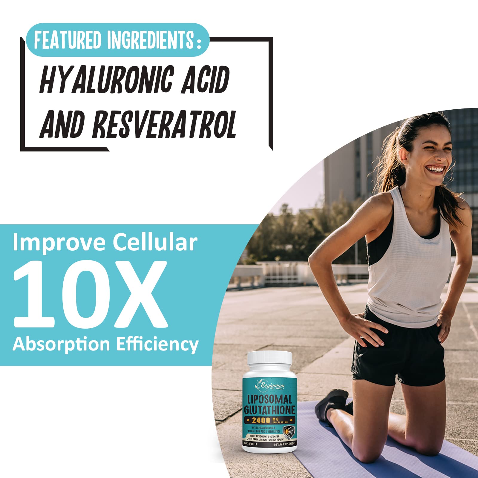 Liposomal encapsulation technology visual implies enhanced absorption potential.