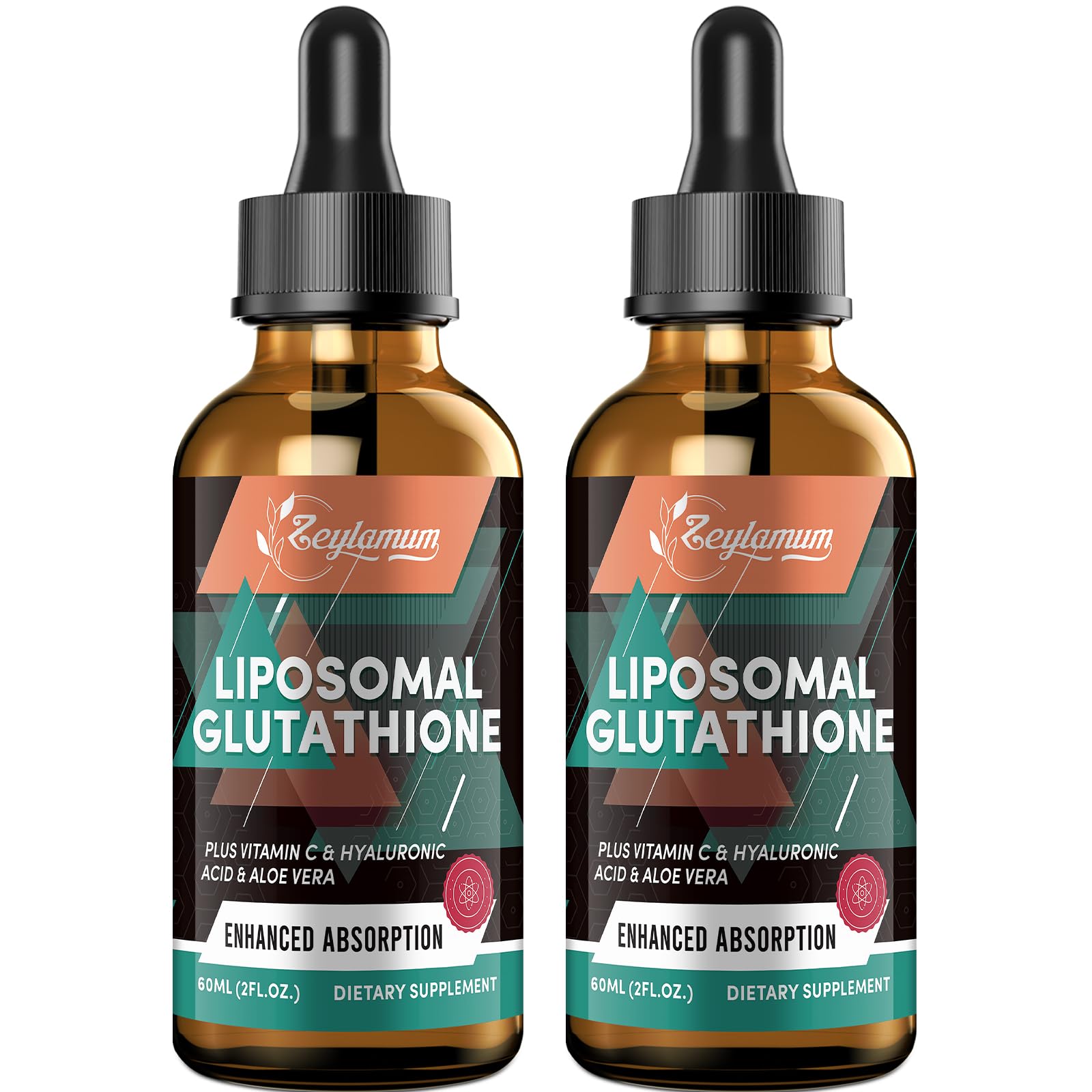 Zeylamum liposomal glutathione liquid bottle highlights premium absorption.