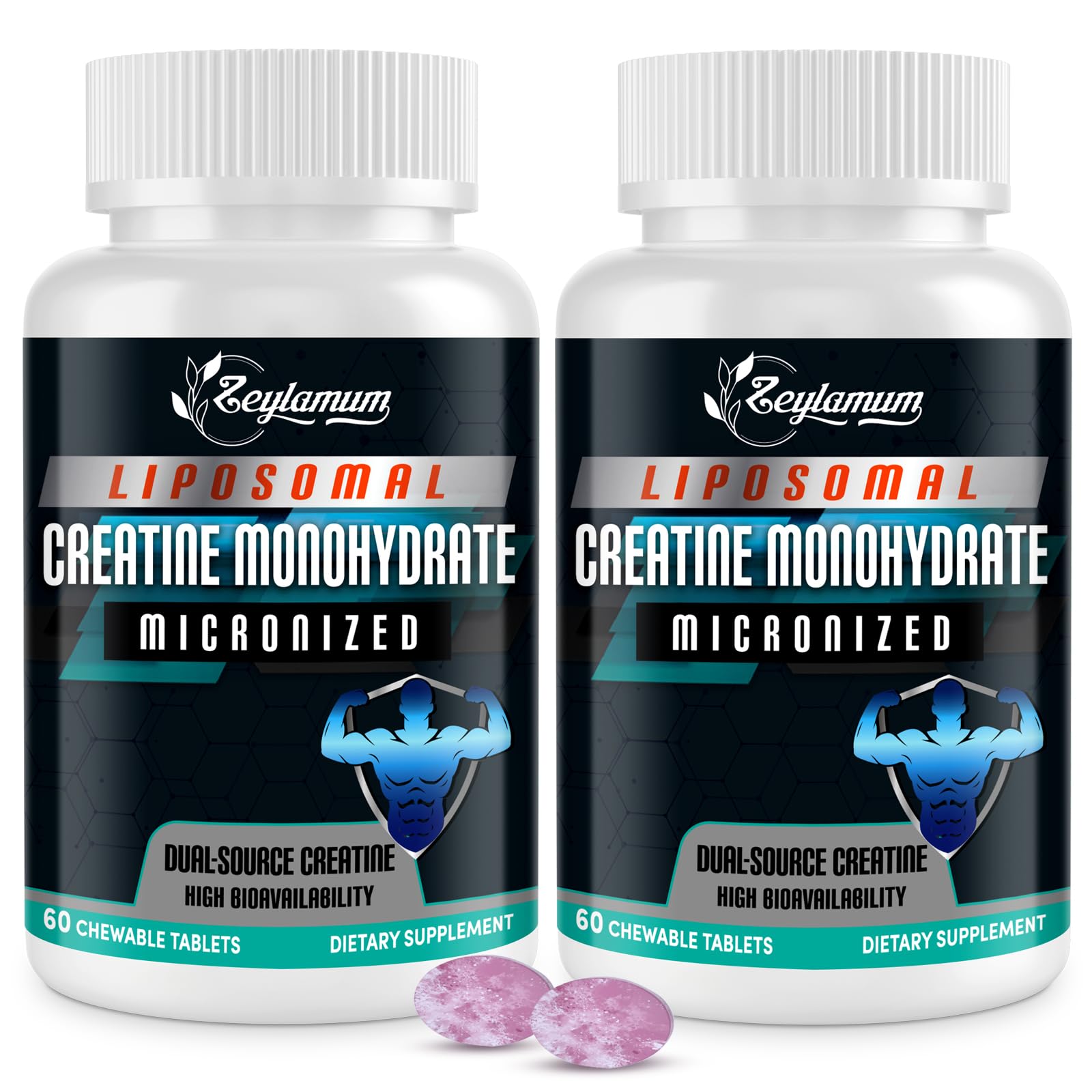 Zeylamum liposomal creatine tablets packaging shows convenient on-the-go supplement.