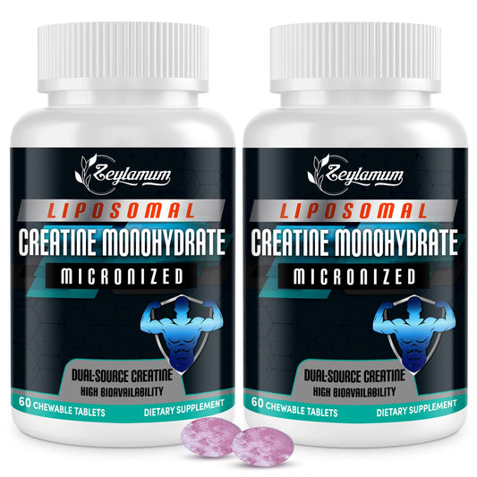 Zeylamum liposomal creatine tablets packaging shows convenient on-the-go supplement.