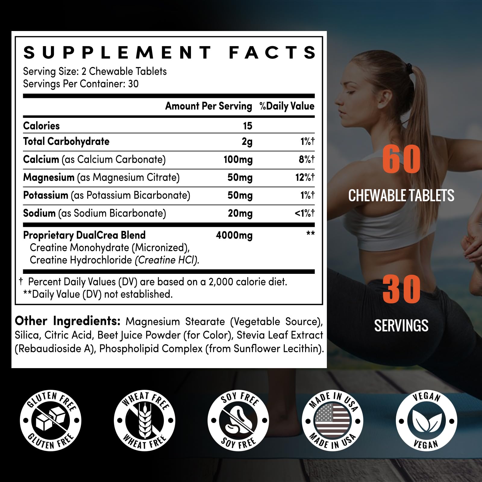 Zeylamum tablet close-up highlights dual-source creatine blend for easy dosing.