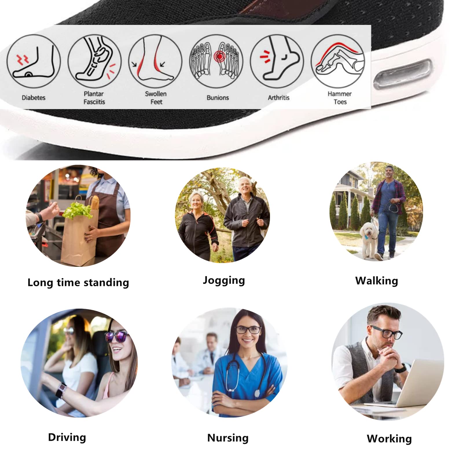 ZGDG Diabetic Shoes suitable for indoor and outdoor use throughout the day.