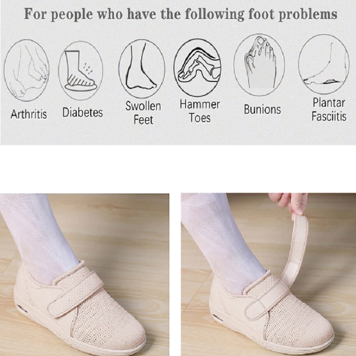 ZGDG Diabetic Shoes memory foam cushion for all-day comfort.