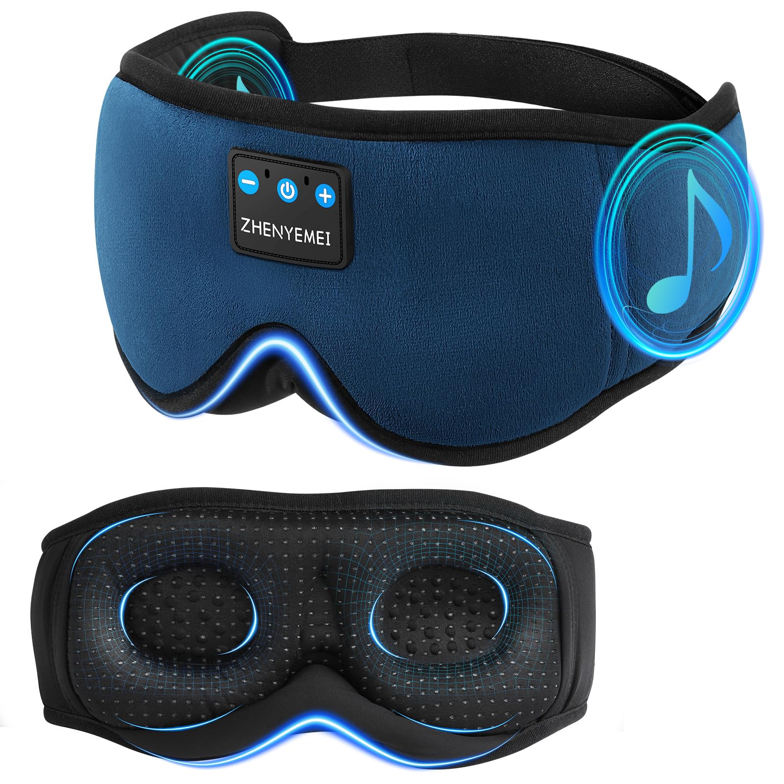 ZHENYEMEI 3D contour sleep mask provides comfortable eye space and light blocking.
