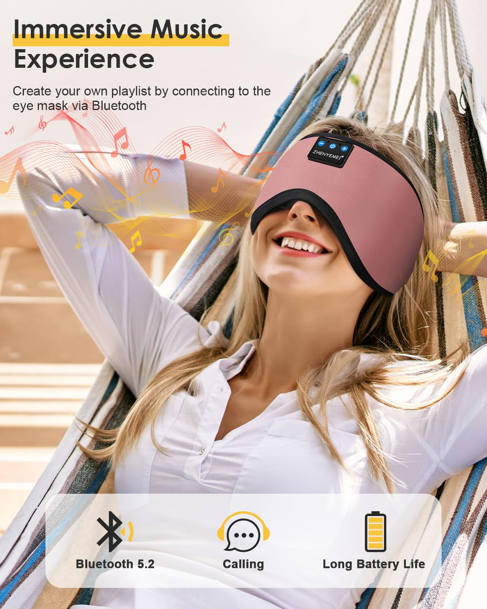 ZHENYEMEI 100% blackout mask minimizes eye pressure while resting.