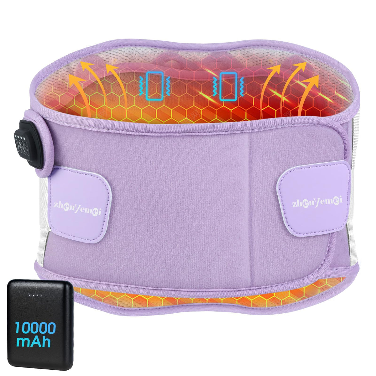 ZHENYEMEI cordless heating pad back view showing portable warmth and mobility
