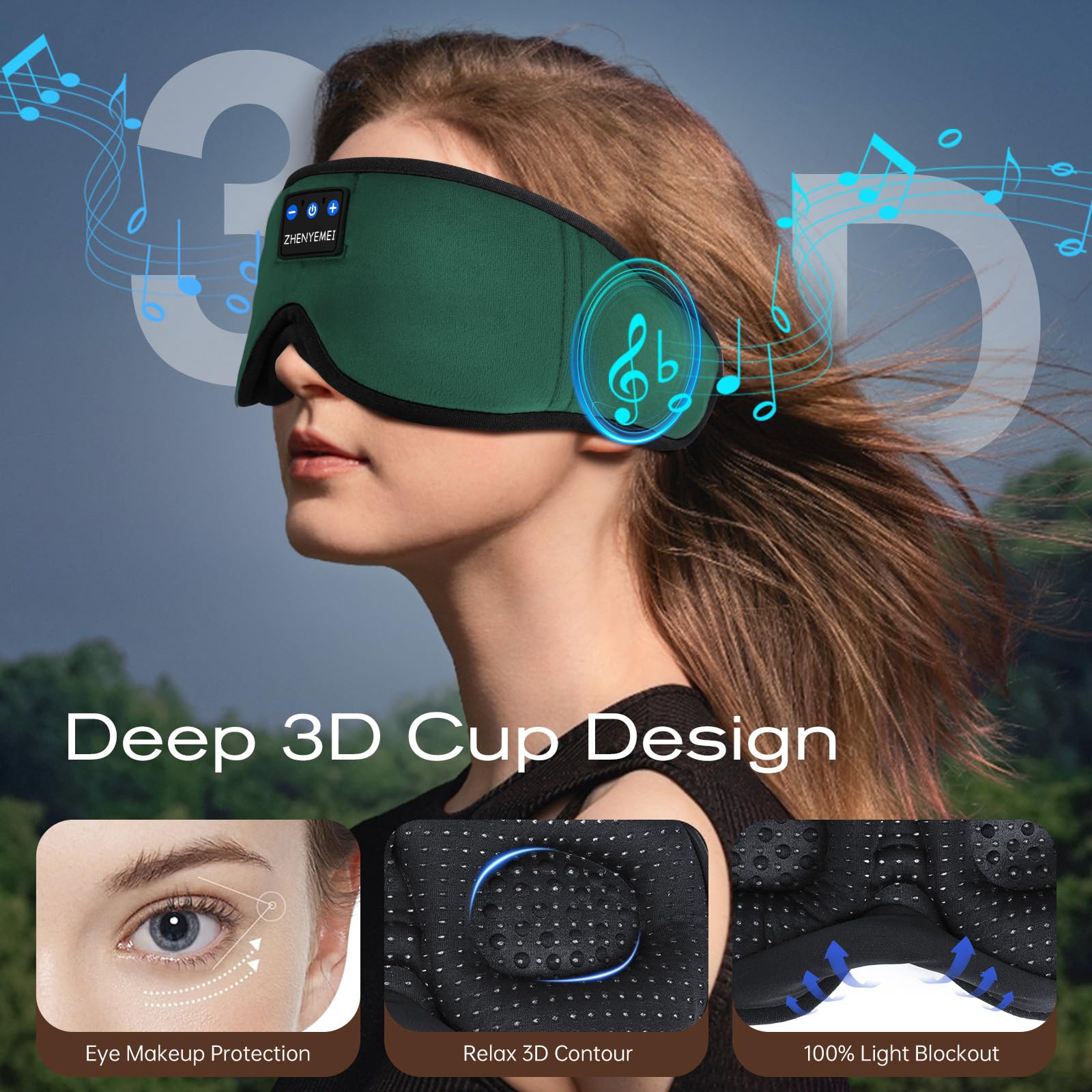 ZHENYEMEI sunglasses-shaped mask minimizes light leakage for better darkness.