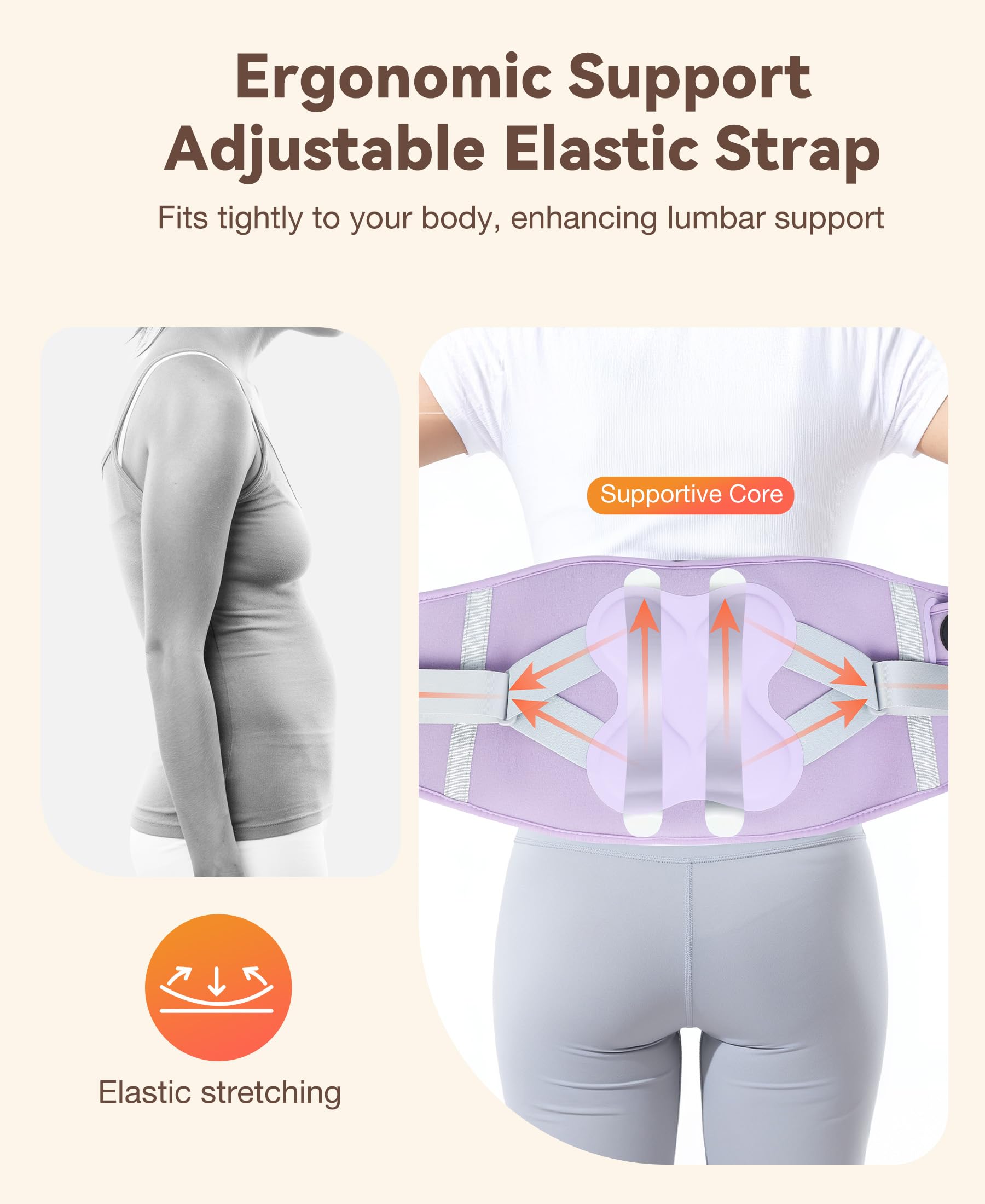ZHENYEMEI ergonomic lumbar support rods to maintain posture during tasks