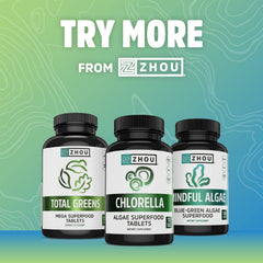 Zhou Calcium Greens emphasizes algae-derived calcium and minerals.