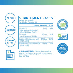 Close-up of Zhou Calcium Greens tablets showing algae-based calcium.