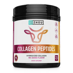 Zhou Collagen Peptides unflavored powder in a jar supports skin and joints