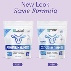 ZHOU Colostrum Gummies two-packs on shelf for quick shopping.