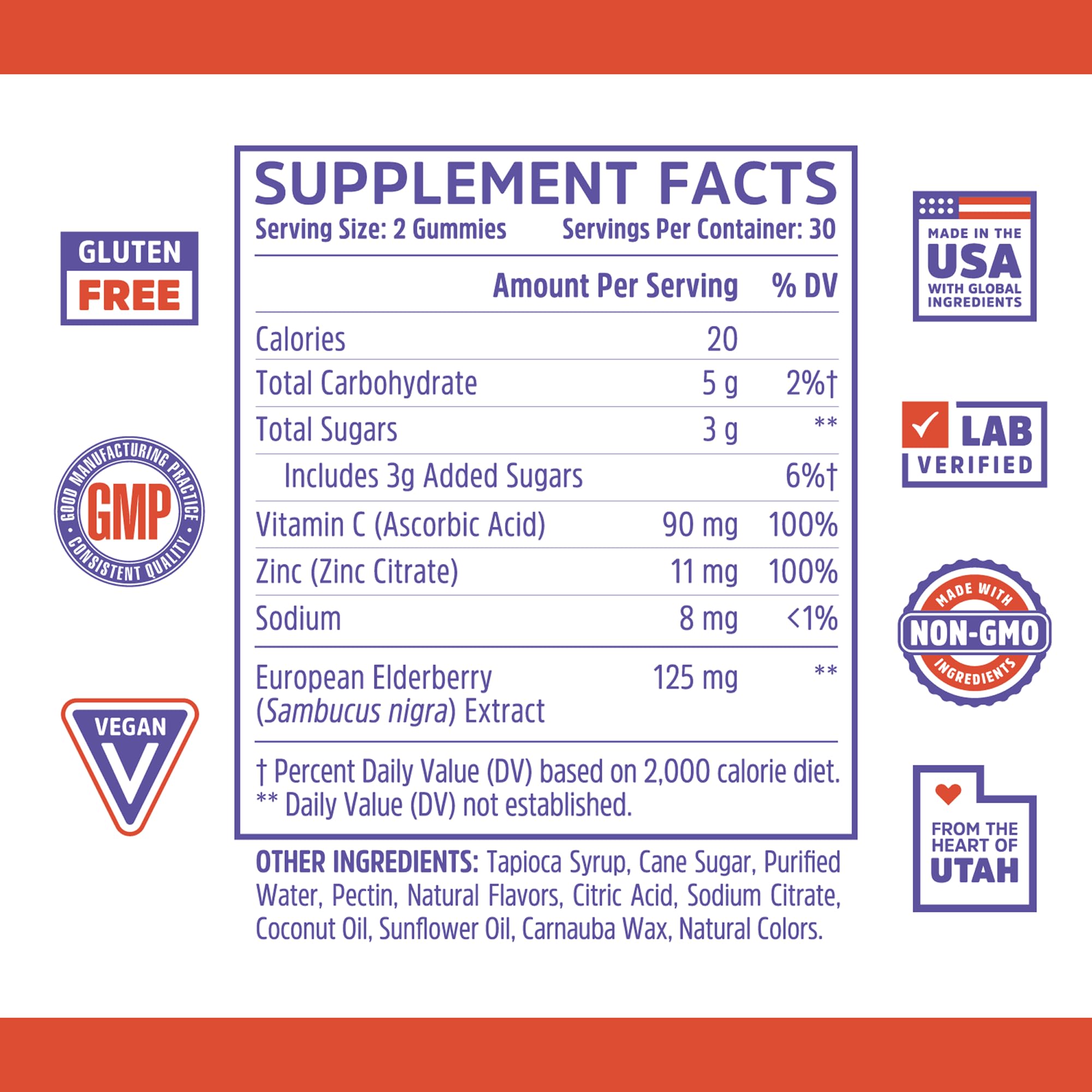 ZHOU Elder-Mune Gummies bottle-back reveals ingredients and serving details for a 3 in 1 blend