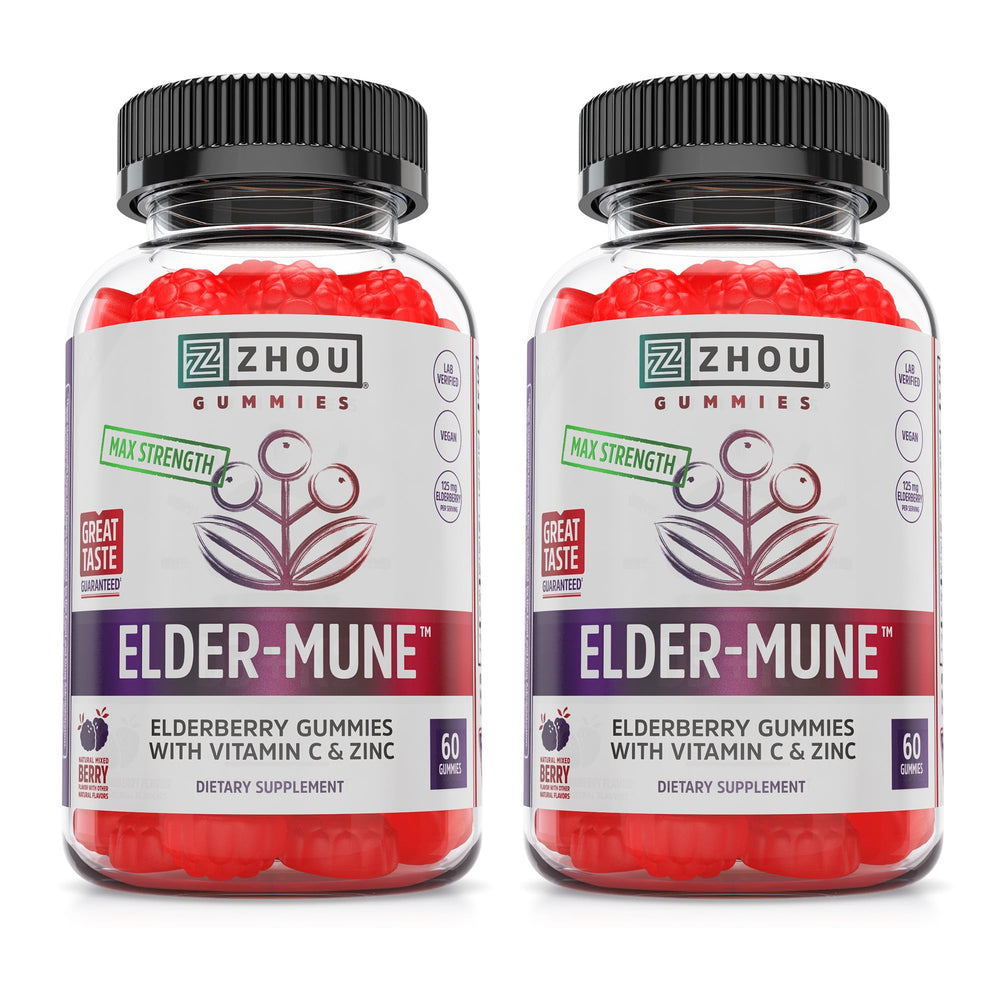 ZHOU Elder-Mune Gummies bottle-front shows the packaging for daily immune support