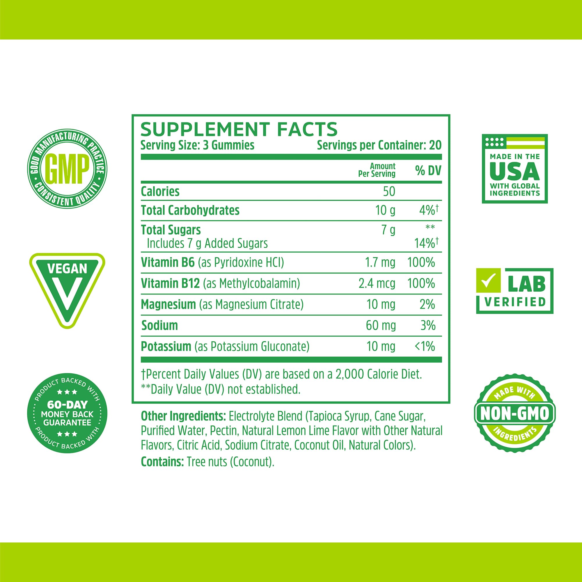Zhou Hydro-Fuel Gummies closeup reveals chewy texture and zesty lemon-lime flavor.