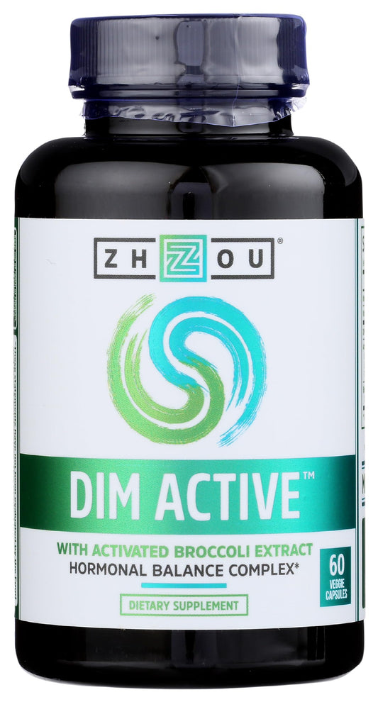 Zhou Nutrition Dim Active 60ct bottle front with easy to take capsules for daily wellness.